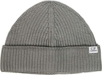 C.P. Company Rib Knit Beanie - Heren - Hoeden - Grijs - ONE Size - Wol - Accessoires