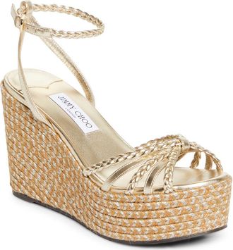 Jimmy Choo London Dree Platform Espadrille Sandal in Soft Gold Mix at Nordstrom, Size 10.5Us