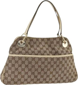 Gucci Pre-owned Shoulder Bags, female, Beige, Size: ONE SIZE Pre-owned Vintage GG Canvas Hand Bag