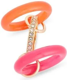 Nordstrom Rack Cubic Zirconia Resin Interlock Ring in Pink Multi- Gold at Nordstrom Rack, Size 8
