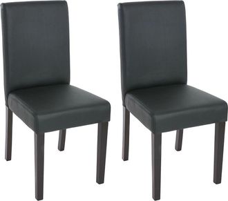 Hhg Nunca Usado] Juego De 2 Sillas De Comedor Silla De Cocina Littau, Polipiel, Negro Mate, Patas Oscuras