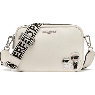 Karl Lagerfeld Maybelle Crossbody with Karl & Choupette Pins in White at Nordstrom