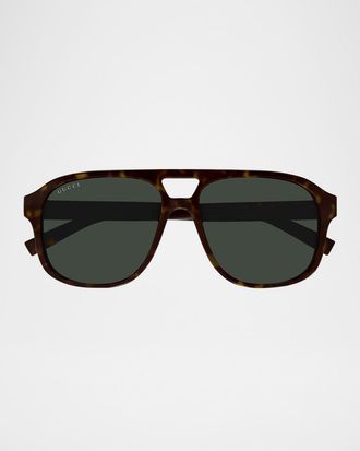 Gucci Men & apos;s GG1856SM Plastic Aviator Sunglasses