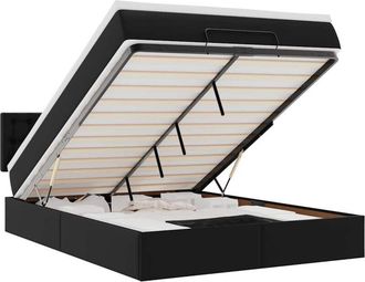 vidaXL Estructura Cama Otomana Colch&oacute;n Cuero Sint&eacute;tico Negro 140x200cm Vidaxl