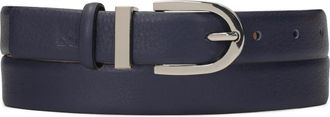 Kazar Donkerblauwe smalle riem met D-ring gesp - Dames - Riemen - Blauw - 100 CM - Leer - Accessoires