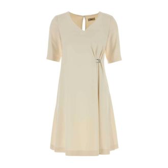 Herno Ivoorkleurige Stretch Cr&ecirc;pe Jurk - Dames - Korte kleedjes - Wit - L - Kleedjes