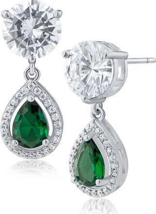 Kenneth Jay Lane Cubic Zirconia Halo Drop Earrings in Green/Silver at Nordstrom Rack