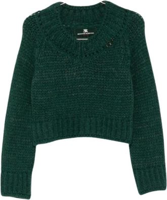 Ermanno Scervino Rondgebreide trui - Dames - Ronde hals truien - Groen - XS - Truien & Vesten