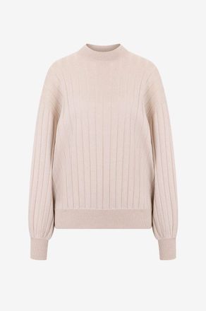 Brunello Cucinelli Rundhalspullover mit Rippen aus Kaschmir mit Monile
