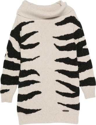 Moschino Zebra Stripe Turtleneck Knit Dress