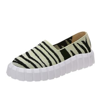 Generic Women Plantar Fasciitis Platform Gym Trainers Sleeve Platform Shoes Toe Breathable Fashion Womens Round Striped Flying Knitted Gym Sneakers Womens Lad