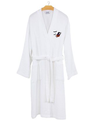 Linum Home Textiles Turkish Cotton Waffle Weave Embroidered Unisex Halloween Bathrobe