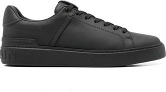 Balmain Logo-embossed Leather Sneakers