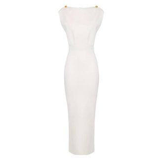 Elisabetta Franchi Gowns, female, White, Size: XS Full Milano Stitch Evening Dress
