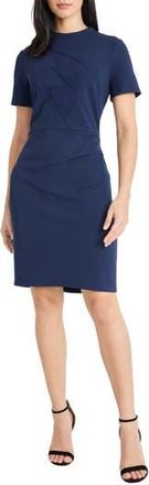 Maggy London Mock Neck Short Sleeve Sheath Dress in Navy Blazer at Nordstrom Rack, Size 14