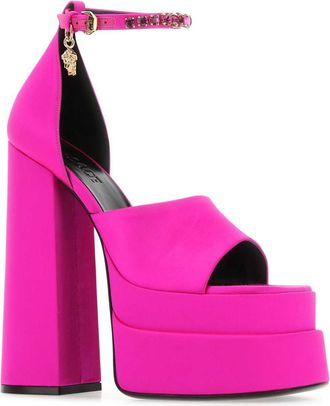 Versace Womens Fuchsia Satin Medusa Aevitas Sandals Fucsia Sandali
