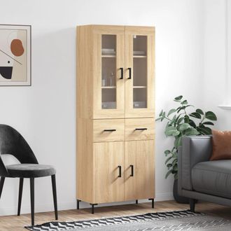 vidaXL Vidaxl - Aparador Alto Madera Contrachapada Color Roble 69,5x34x180 Cm
