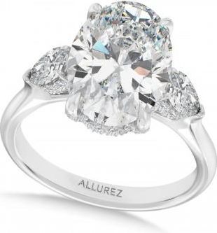 Allurez Oval Lab Diamond Engagement Ring 14K White Gold (6.00ct)