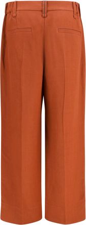 Brunello Cucinelli Womens Cigarette Pants Firebrick Viscose-Linen Trousers