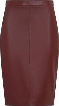 Saint Laurent Maroon Pencil Skirt