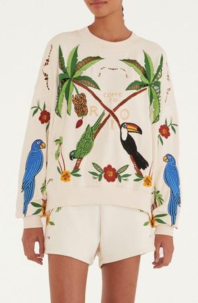 Farm Rio Coconut Trees Come to Rio Sweatshirt in Off-White at Nordstrom, Size Xx-Small