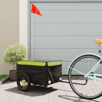 vidaXL Remolque Para Bicicleta Hierro Negro Y Verde 30 Kg Vidaxl