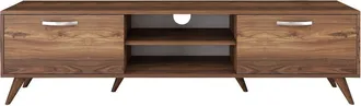 Hanah Home Hanah Home - Mueble Tv, 2 Puertas Abatibles, 2 Nichos Abiertos En El Medio Decorado En Madera De Nogal L180 Cm