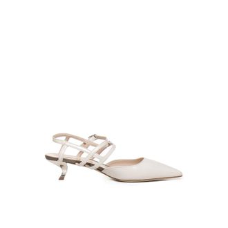 Alchimia Schoenen, Dames, Wit, 38 EU, Stiletto Sandaal met Bandjes in Wit/Bruin