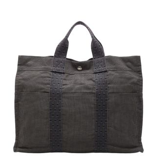 Herm&egrave;s Gray Canvas Handbag Tote Bag (Pre-Owned)