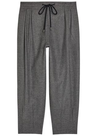 Maria McManus Drawstring Tapered-leg Wool-blend Cropped Trousers - Charcoal - S (UK8-10 / S)