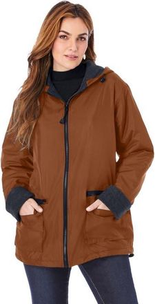 Roaman's Plus Size Hooded Nylon Jacket in Cognac at Nordstrom, Size Medium