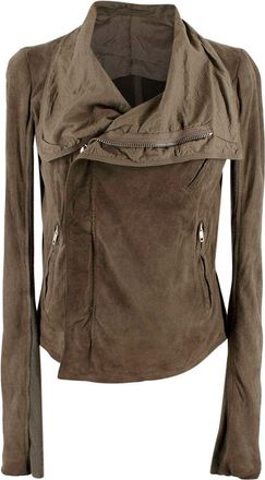 Rick Owens Khaki Suede Zip Jacket Size S
