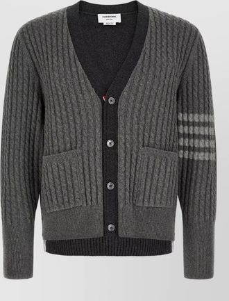 Thom Browne virgin wool ribbed v-neck trompe loeil cardigan