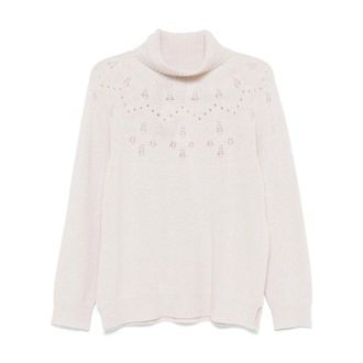 Twinset Stijlvolle Sweater Set - Dames - Coltruien - Beige - XL - Truien & Vesten