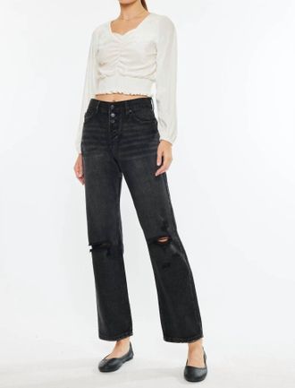 Kancan Ultra High Rise Straight Jeans In Dark Grey