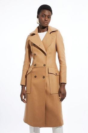 Karen Millen Premium Italian Manteco Wool Military Midi Coat