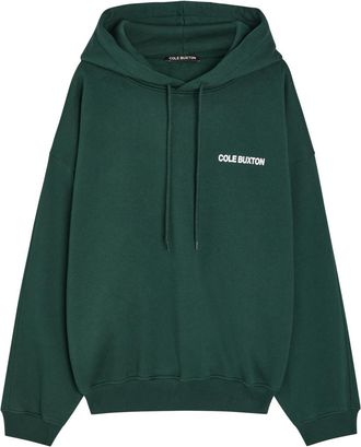 Cole Buxton Sportswear Hooded Printed Cotton Sweatshirt - Green - XL