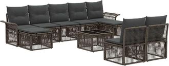 vidaXL Conjunto De Sof&aacute;s De Jard&iacute;n 10 Uds. Gris Rat&aacute;n Sint&eacute;tico Vidaxl