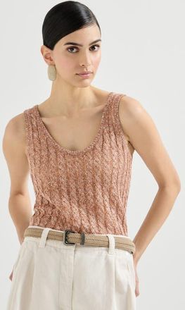 Brunello Cucinelli Dazzling cable top in Brown at Nordstrom, Size 3X-Large Eu