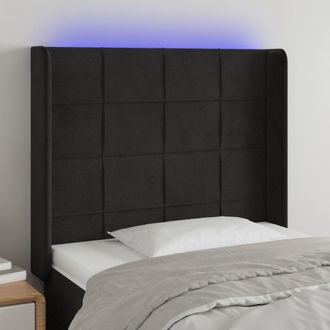 vidaXL Cabecero Con Led De Terciopelo Negro 103x16x118/128 Cm Vidaxl