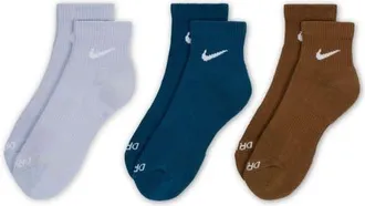Nike Dri-FIT Everyday Plus 3-Pack Cushioned Training Ankle Socks in Blue Multi at Nordstrom, Size Large