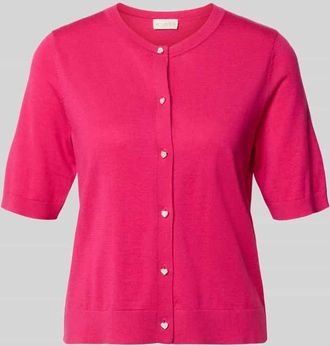 Milano Milano Italy Strickjacke aus Viskose-Mix mit 1/2-Arm in Pink, Gr&ouml;&szlig;e XL