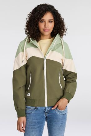 Ragwear Funktionsjacke RAGWEAR NUGGIE OMBRE O, Damen, Gr. XXL, olive colorblock, Web, Obermaterial: 100% Polyester, kontrastfarbene Details, figurbetont taill
