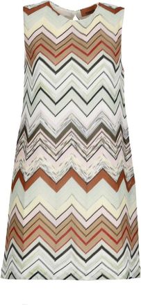 Missoni Short Dresses, female, Multicolor, Size: S Sleeveless Chevron Viscose and Cotton Mini Dress