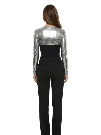 Dolce & Gabbana Metallic Silver Cutout Bodysuit - Silver