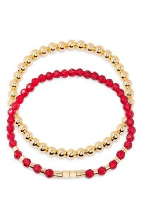 Brook & York Makenna Set of 2 Birthstone Beaded Stretch Bracelets in Gold at Nordstrom Rack