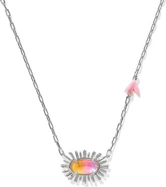 Kendra Scott Elisa Bird Short Pendant Womens Necklace Womens Necklace Silver Sunrise Watercolor Illusion, Brass