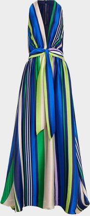 Ramy Brook Kamil Striped Satin Maxi Dress