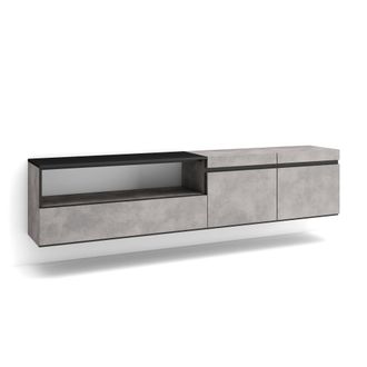 Skraut Home Skraut Home - Mueble Tv, Televisi&oacute;n, Muebles De Sal&oacute;n, Almacenaje, 200x45x35cm, Para Tv Hasta 80, Colgado, Suspendido, Estilo Moderno, Gris Cemento