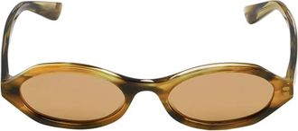 Alexander McQueen Accessoires, Dames, Oranje, ONE Size, Geometrische Ovale Zonnebril